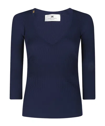 ELISABETTA FRANCHI ELISABETTA FRANCHI V-NECK RIB KNIT TOP