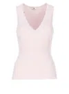 Elisabetta Franchi V-neck Rib Knit Top In Quarzo