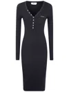 Elisabetta Franchi Ribbed Button-fastening Midi Dress In Black