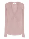 Elisabetta Franchi V-neck Ribbed Top In Pink