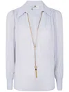 Elisabetta Franchi Chain-embellished Puff-sleeves Blouse In Blue