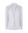 Elisabetta Franchi Chain-embellished Puff-sleeves Blouse In Blue