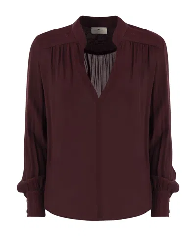ELISABETTA FRANCHI ELISABETTA FRANCHI V-NECK RUCHED BLOUSE