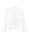 Elisabetta Franchi V-neck Long Sleeve Top With Gold Buttons In White
