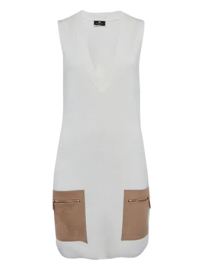 Pre-owned Elisabetta Franchi V-neck Sleeveless Knitted Mini Dress