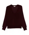 Elisabetta Franchi Wool Blend Tricot V-neck Sweater In Red