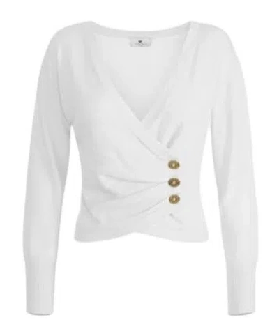 Elisabetta Franchi Crossover Button Sweater In Multi