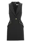 Elisabetta Franchi Sleeveless V Neck Dress With Decorative Studs In Black