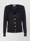 Elisabetta Franchi V-neck Textured Pattern Knitwear Cardigan In Black