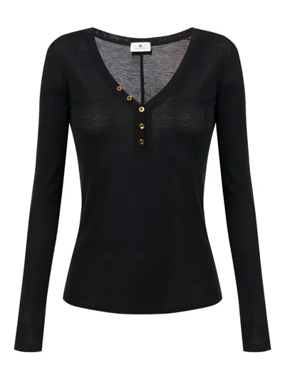 Elisabetta Franchi V-neck Top In Black