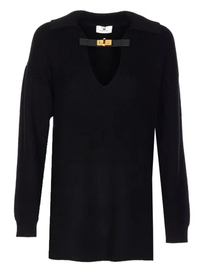 ELISABETTA FRANCHI V-NECK WOOL-BLEND SWEATER