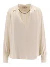 Elisabetta Franchi Viscose Georgette Shirt With Removable Necklace Detail In Neutral