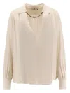 Elisabetta Franchi Jewel Detailed Georgette Blouse In White