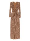 Elisabetta Franchi V-necked Long Dress In Brown