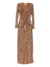 Elisabetta Franchi V-necked Long Dress In Brown