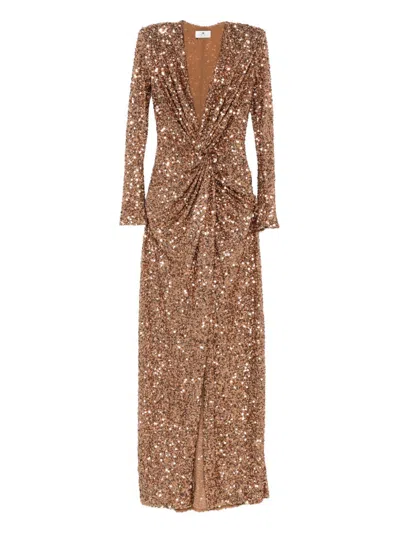 ELISABETTA FRANCHI ELISABETTA FRANCHI V-NECKED LONG DRESS