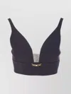 Elisabetta Franchi V-neckline Bra Model Gold Chain In Black