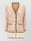 Elisabetta Franchi V-neckline Long Sleeve Floral Dress
