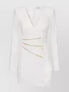 Elisabetta Franchi V-neckline Long Sleeves Gold Zipper Accents In White