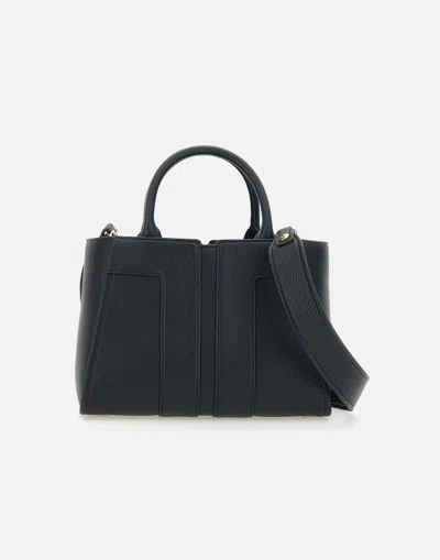 Elisabetta Franchi Vegan Leather Hammered Handbag In Black