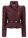 Elisabetta Franchi Vela Fabric Down Jacket Puffer Jackets Bordeaux In Burgundy