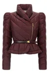 Elisabetta Franchi Vela Fabric Down Jacket Puffer Jackets Bordeaux In Burgundy