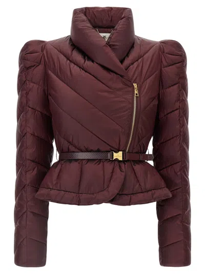 Elisabetta Franchi Vela Fabric Down Jacket Puffer Jackets Bordeaux In Brown