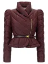 Elisabetta Franchi Vela Fabric Down Jacket Puffer Jackets Bordeaux In Red
