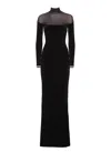 Elisabetta Franchi Red Carpet Dress In Velvet And Jersey Fabrics In Black