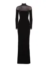 Elisabetta Franchi Red Carpet Dress In Velvet And Jersey Fabrics In Black