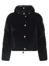 Elisabetta Franchi Velvet Down Jacket In Black