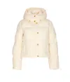 Elisabetta Franchi Milk Velvet Hooded Down Jacket In White