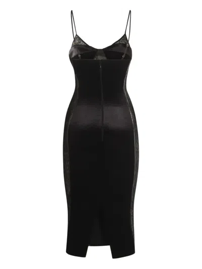 Elisabetta Franchi Velvet Lace Midi Dress In Black