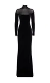 Elisabetta Franchi Red Carpet Dress In Velvet And Jersey Fabrics In Black