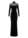 Elisabetta Franchi Red Carpet Dress In Velvet And Jersey Fabrics In Black