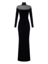 Elisabetta Franchi Red Carpet Dress In Velvet And Jersey Fabrics In Black