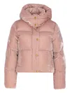 Elisabetta Franchi Hooded Padded Long Sleeve Jacket In Pink