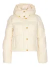 Elisabetta Franchi Hooded Padded Long Sleeve Down Jacket In Neutral