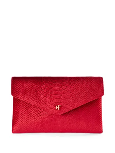 Elisabetta Franchi Velvet Shoulder Bag With Crocodile Print In Red