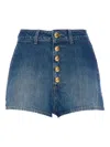 Elisabetta Franchi High Waist Denim Shorts With Button Detailing In Blue