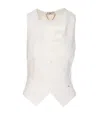 Elisabetta Franchi Sleeveless V-neck Bow Detail Jacket In White