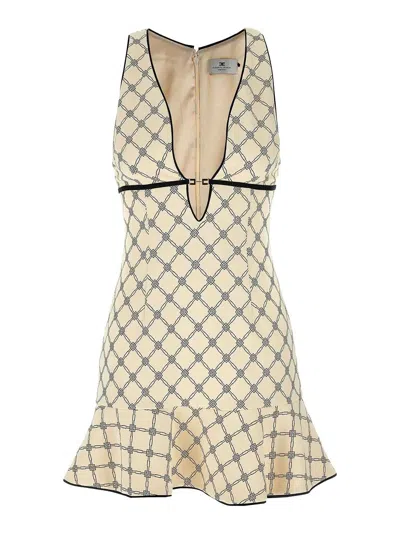 Elisabetta Franchi Lozenge Mini Dress In White