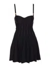 Elisabetta Franchi Heart Neck Backless Pleated Gown Dress In Negro