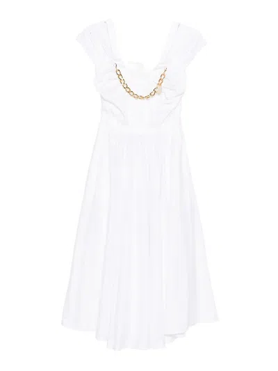 Elisabetta Franchi Short Dress With Decoration In White