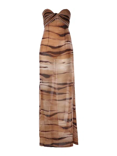 Elisabetta Franchi Vestido De Cóctel - Camel In Multi