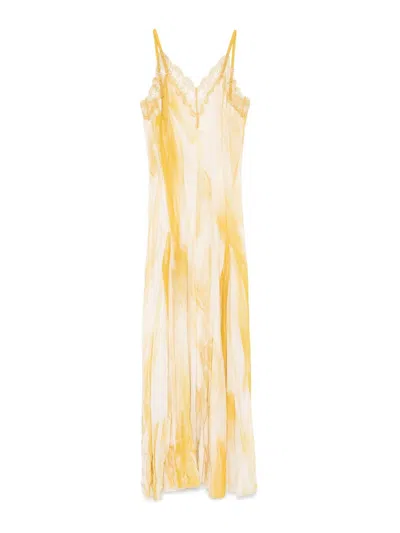 ELISABETTA FRANCHI LONG DRESS WITH LACE DETAILS