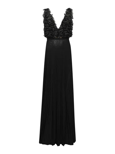 Elisabetta Franchi Red Carpet Dress In Tulle In Black