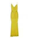 Elisabetta Franchi Red Carpet Dress In Cupro Jersey Draped In Yellow