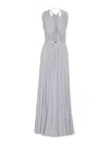 Elisabetta Franchi Knee Length Sleeveless Dress With Belted Waist In Gray