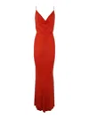 Elisabetta Franchi Long Dress With Drape In Orange